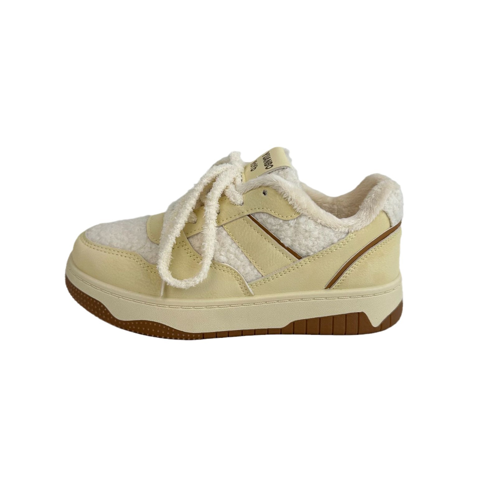 Yuanbo invierno con suela gruesa y zapatos de lana de mujer zapatos de algodón de nicho de ocio 2024 zapatos de lona cálidos
