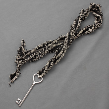 冬季新款毛边绳钥匙项链 高级感韩系小香风手工编织绳长款毛衣链