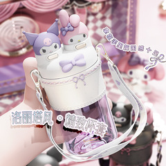 三麗鷗庫洛米tritan塑料杯大容量便攜兒童水杯高顏值吸管杯子批發