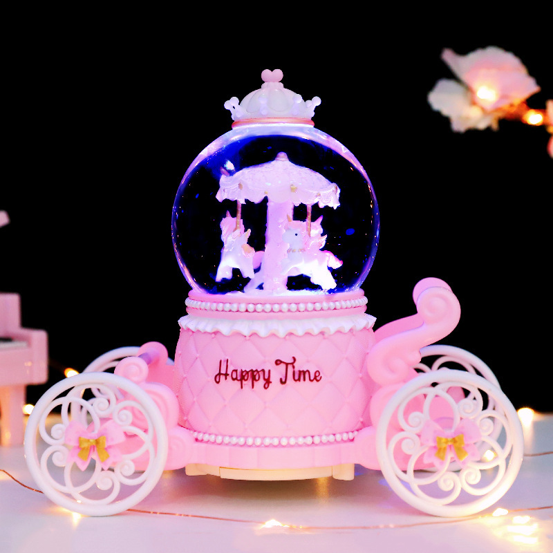 マーメイドプリンセス城クリスタルボールオルゴール回転トロイの木馬オルゴール女の子誕生日プレゼントクリエイティブおもちゃ|undefined