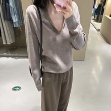C家女装 标准版型垂褶V领羊毛毛衣2025秋季新品1298761002