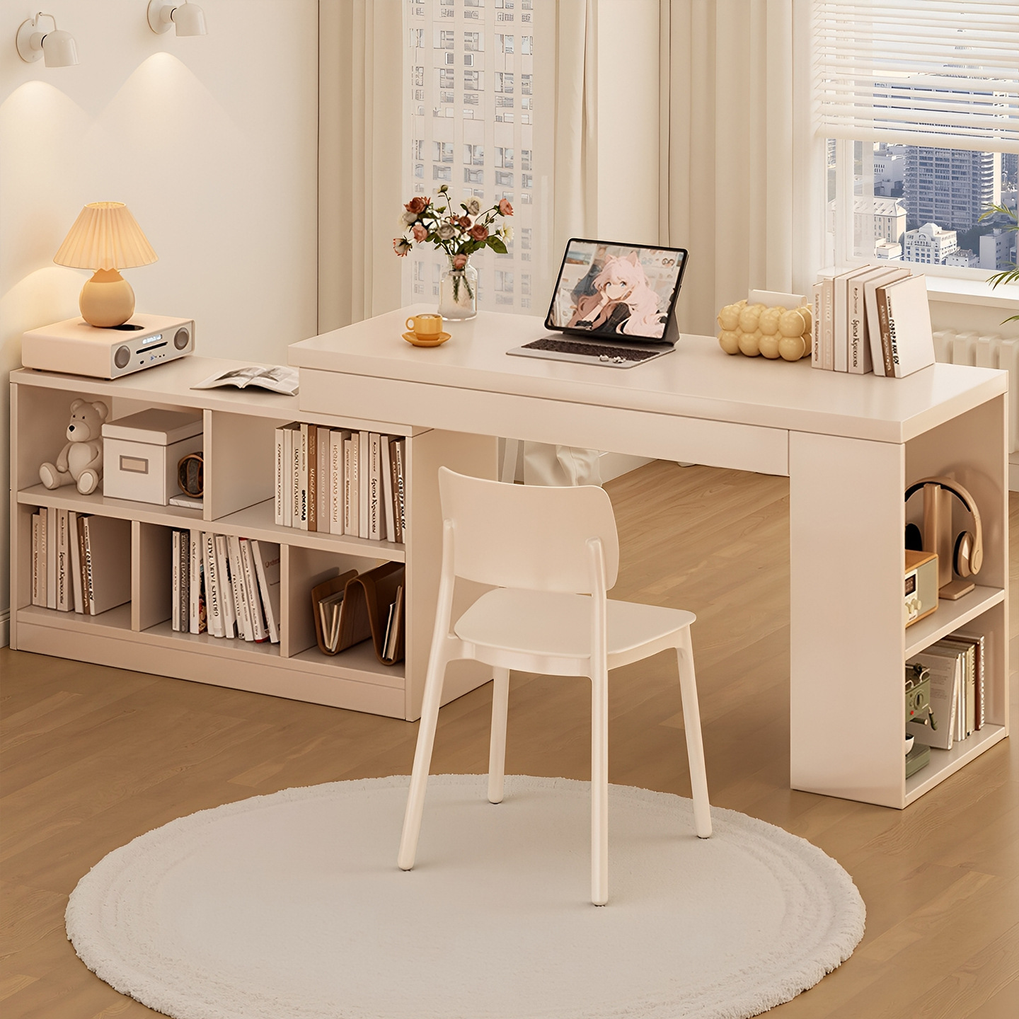 Living Room Large Long Desk Bookshelf Integrated Table Home Study Writing Desk Office Desk Partition Bar Table Computer Table