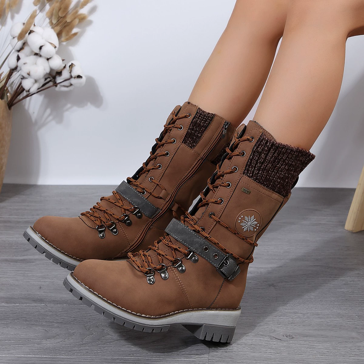Winter boots, (Cross-border trading), plus size, mid-length, 2023, Amazon