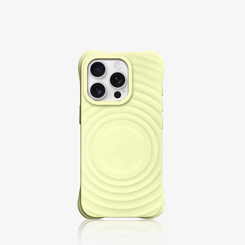 趙魯思と同じスタイルのiPhone17ProMax用ケース、波紋磁気吸着液体シリコン製、Apple 16対応、耐衝撃|undefined