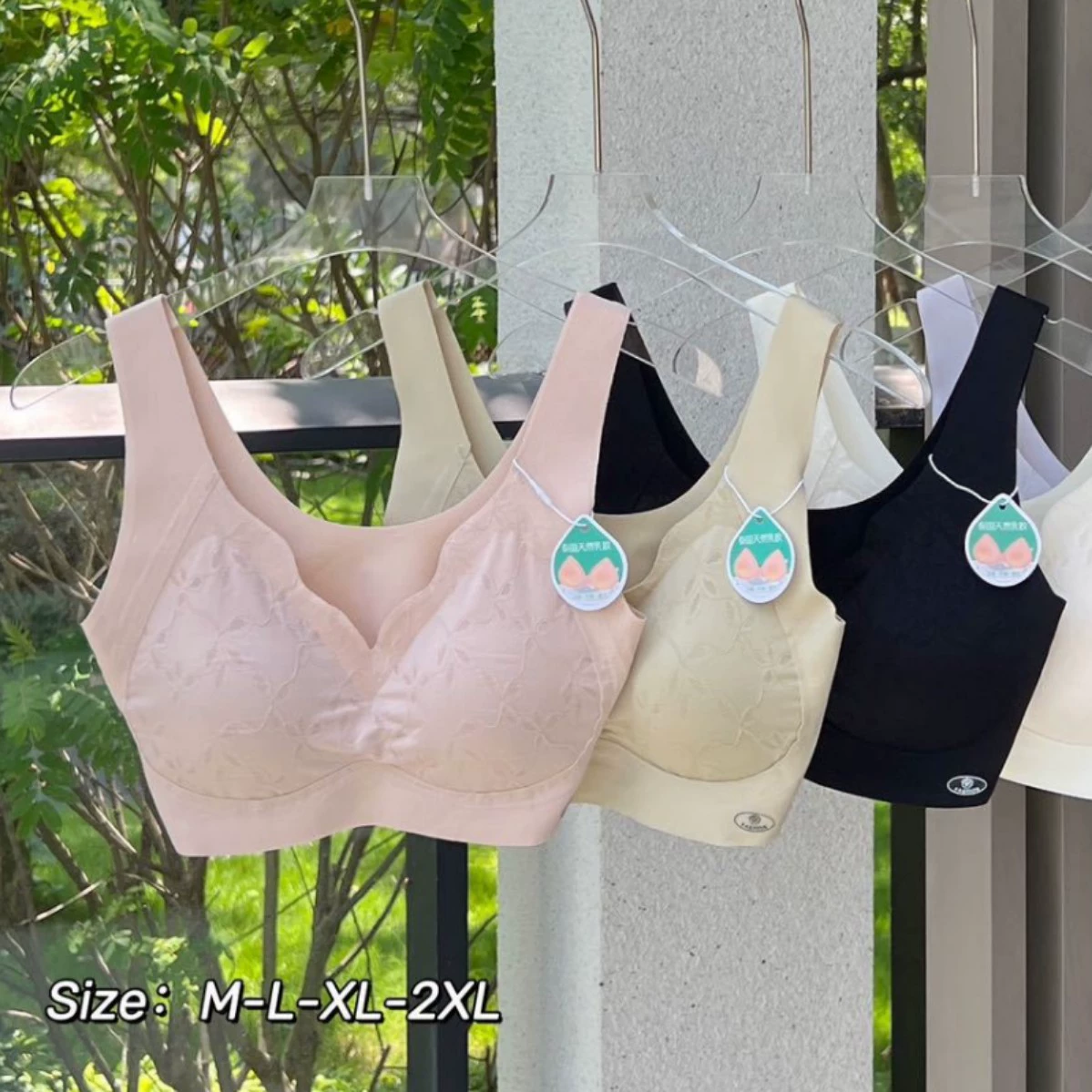 Latex tank top, underwear, supporting thin push up bra, lace bra top