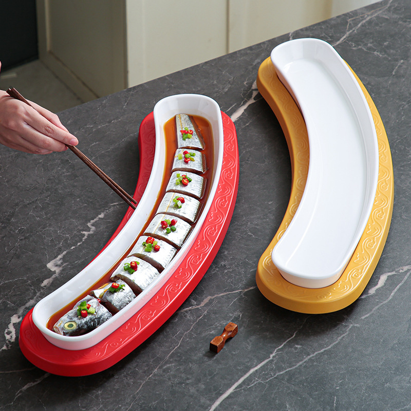 Creative Hotel Tableware 1m Melamine Extra-Large Knife Fish, Hairtail Fish, Eel Hot Pot Meat Plate Restaurant Club Private Cuisine