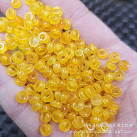 黄玉大孔玉扣算盘珠玉石散珠石英岩玉隔片隔珠吊环饰品配件手工珠