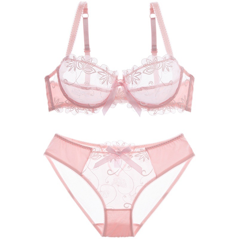 Sujetador sexy de verano para mujer Sujetador de encaje transparente traje arco europeo y americano Comercio exterior ultrafino transpirable más ropa interior de tamaño
