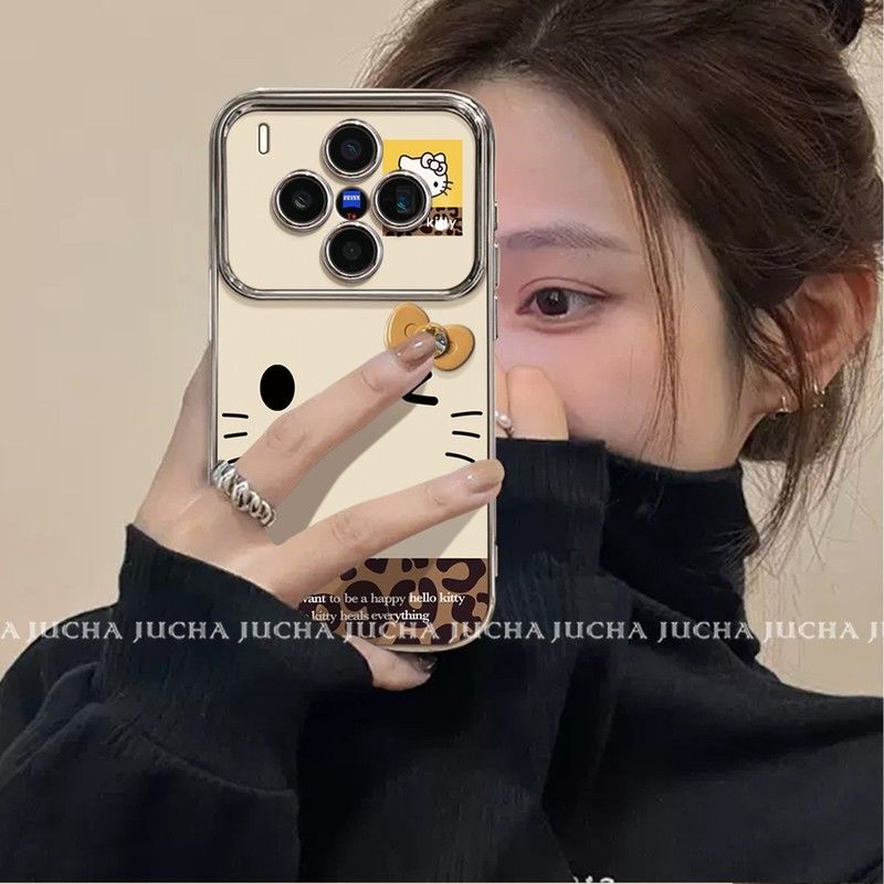 Suitable for Vivox300Pro Mobile Phone Case All-Inclusive Anti-Fall Vivox200 Design Sense 100 Leopard Print Bow Kt