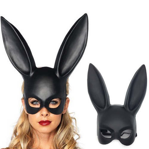Masquerade Black Rabbit Mask Female Half Face Adult Halloween Props Party Cosplay Performance Supplies