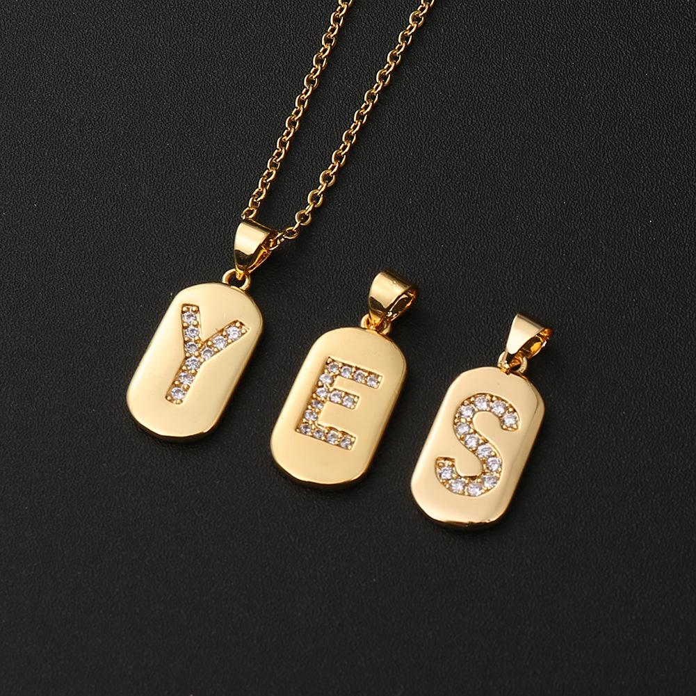 Simple Copper Zircon 26 English Letter Necklace display picture 14