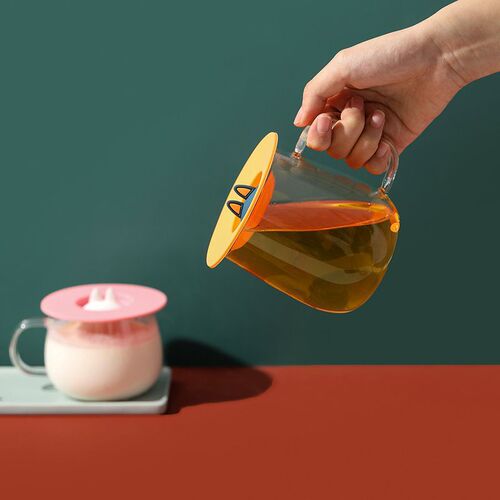 Silicone cup lid, cute kitten ears mug lid, can hold spoon, Japanese and Korean color universal water cup lid sold separately