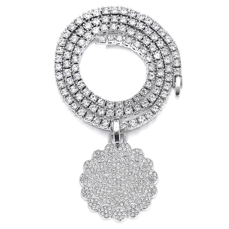 Rhinestone Sunflower Pendant Necklace And Bracelet Set Elegant_voghion.com