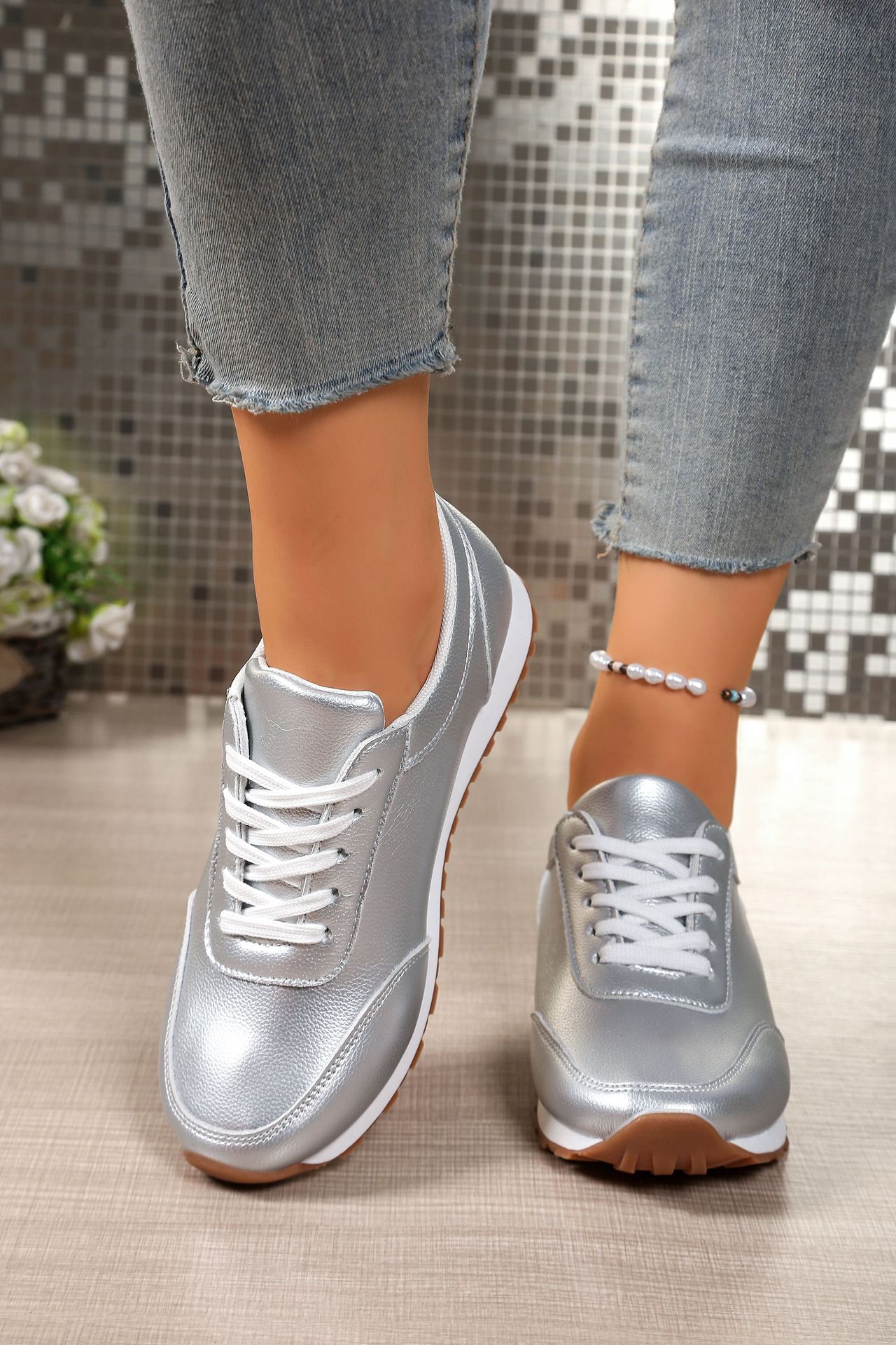 Women's Plus Size Comfortable Round Toe Lace-Up Thick Sole Sports Shoes Casual Running Shoe Summer_vogvips.com