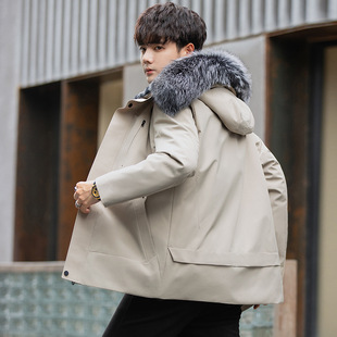 9836 Parker Men's Fur One Winter Haining Fur Coat Rabbit Fur Liner Thickened Short Coat Trendy