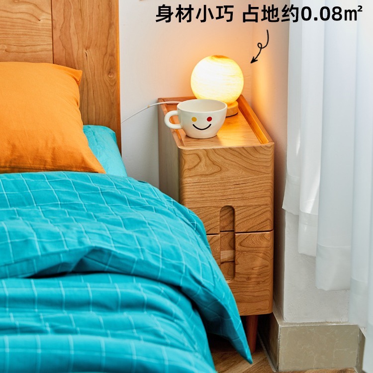 実木の非常に狭いベッドの頭箱の小さい部屋型の寝室の桜の木の引き出しのベッドの辺のベッドの頭の物置の収納棚の現代は簡単です。|undefined