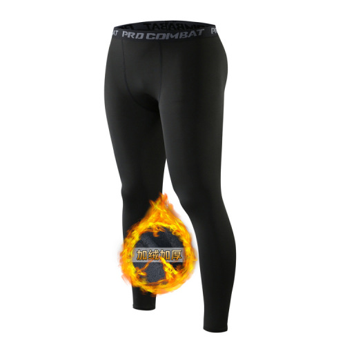 Sports tights, men's fitness running blue ball pants, autumn and winter velvet style, high elasticity, quick drying, breathable body shaping training clothes