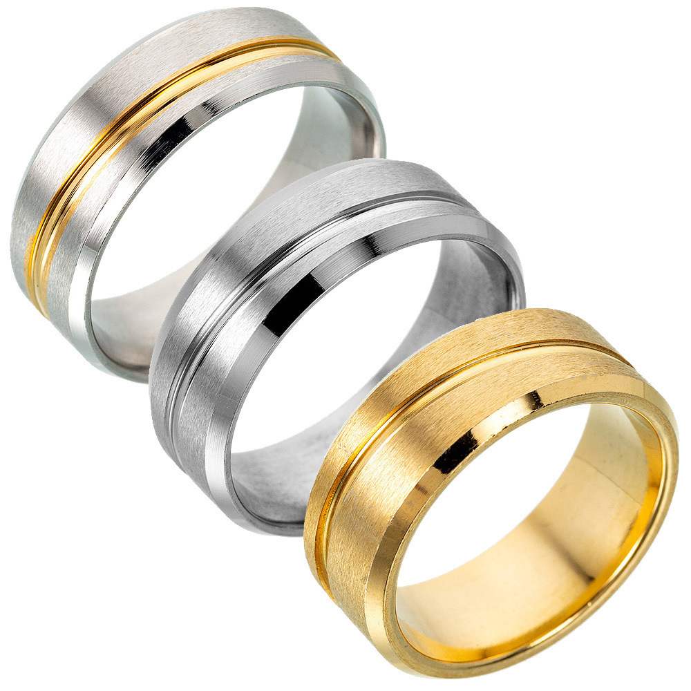 Holiday, Daily Occasion Vacation Classic Style Solid Color Titanium Steel Plating Unisex Rings Men Band Rings