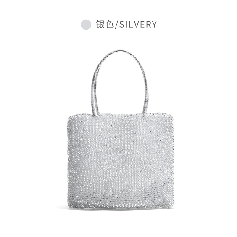 CKKUI銀色バッグ四角いハンドバッグファッションキャンディー色pvc編みバッグファッション