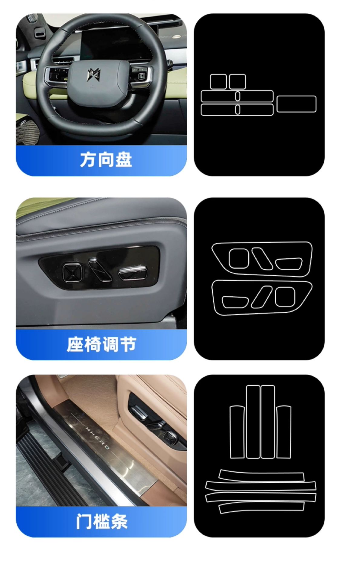 25 Models of Warrior M817 Interior Protective Film, Screen Tempered Film, Door Sill Pedal Film, M817 Modification Accessories