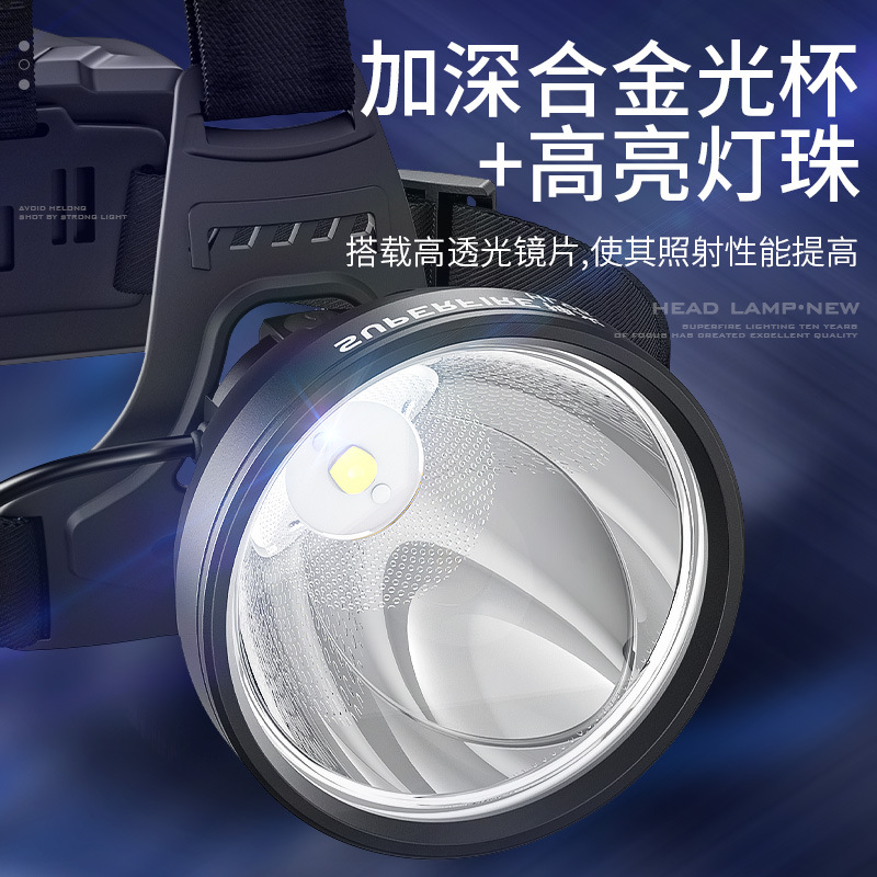 Shenhua al aire libre portátil farolámpara inteligente inducción de luz intensa LED headset de alta lumen carga farolámpara amarilla