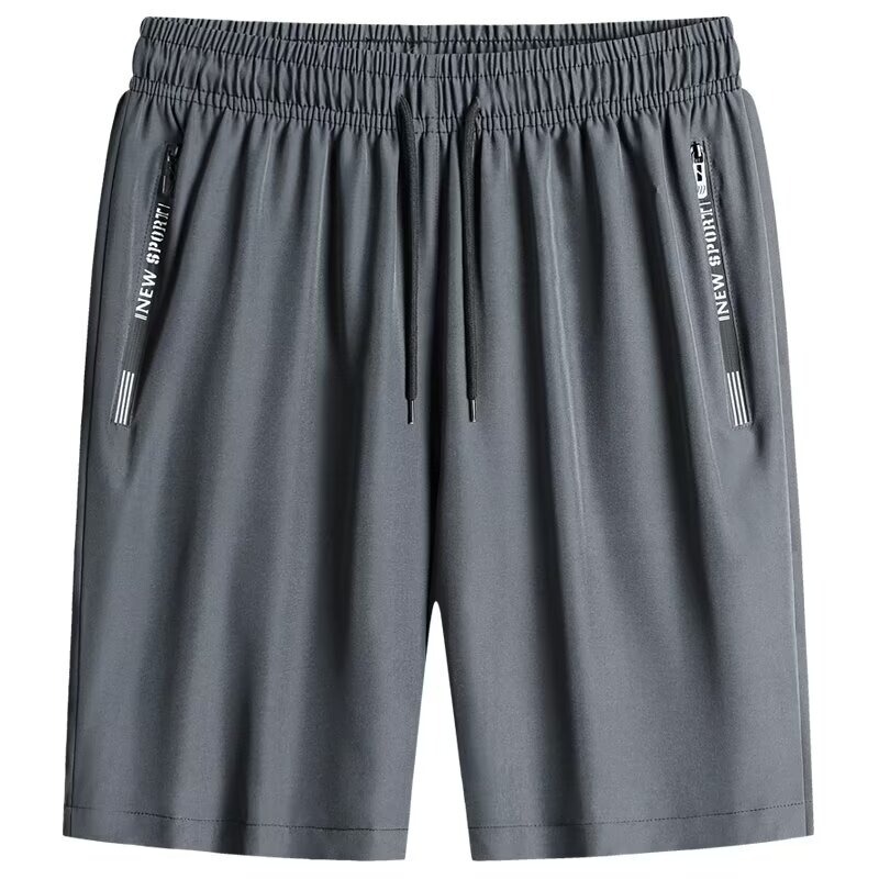 Ice Silk Shorts Men's Summer Loose Zipper Pocket Five-point Pants plus size Outdoor Running Basketball Sports Casual Pants
