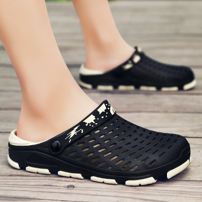 Обувь с дырками на ощупь, новые летние Нескользящие пляжные сандалии на толстой подошве, Спортивные Повседневные мужские тапочки двойного назначения Baotou