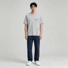 FL男装NK同款图标刺绣针织棉短袖T恤夏季圆领透气舒适情侣t恤