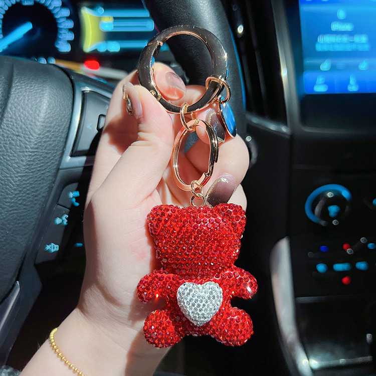 73g Weight Bag Pendant, Keychain Classification 1 Piece Quantity Daily Occasion Alloy, Plush Material Bear, Heart Shape Pattern Women's Gender Cute, Modern Style, Classic Style Style 1 Piece Cute Modern Style Classic Style Bear Heart Shape Alloy Plush Women's Bag Pendant Keychain 5