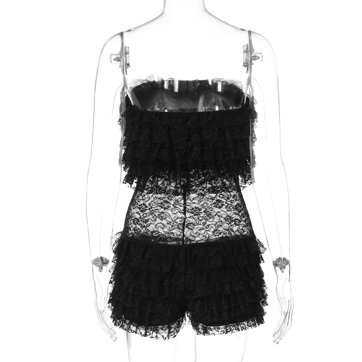 French Women Wear Autumn Sexy Mesh Lace Tube Top Jumpsuit Women