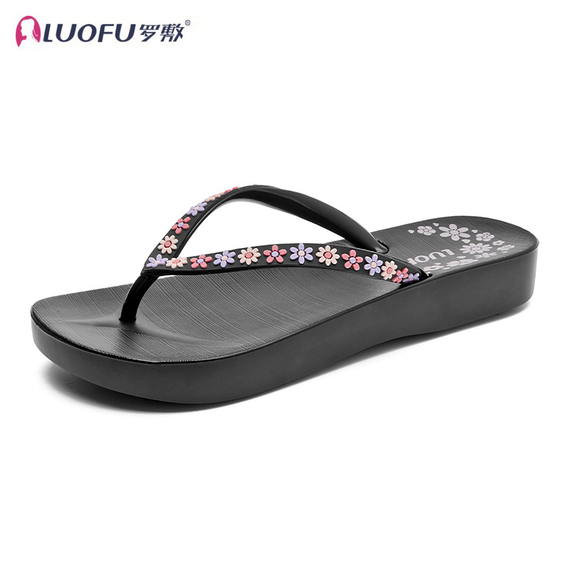 Flores de luoschi, zapatillas de flip flores, zapatos de playa de vacaciones de verano de Singapur, zapatos de playa de vacaciones de hainan