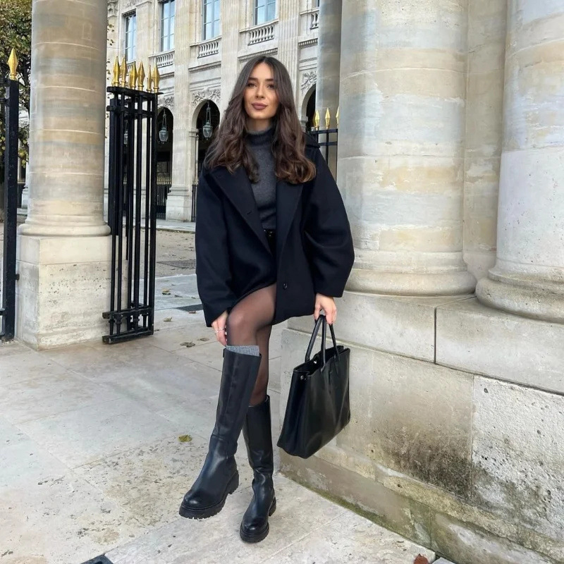 26HH Cross-border European and American women's fashion, AliExpress best-selling single-breasted, loose-fitting wool jacket with a stand-up collar 26HH Cross-border European and American women's fashion, AliExpress best-selling single-breasted, loose-fitting wool jacket with a stand-up collar