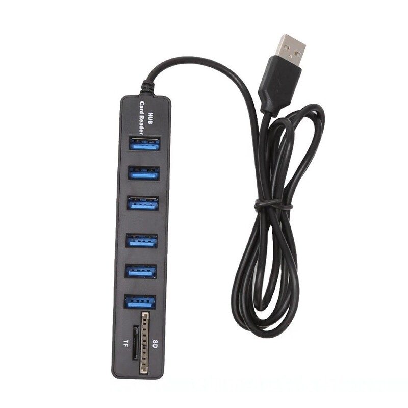 True 2.0 splitter hub2.0 docking station usb2.0 file transfer 6 USB 2 in 1 card reader hub