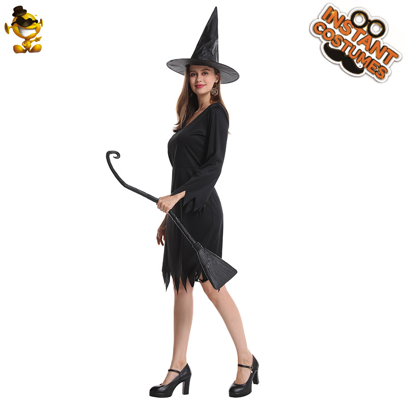 Halloween Big Girl traje de bruja negro cos magia bruja juego de rol etapa traje de rendimiento traje de fiesta