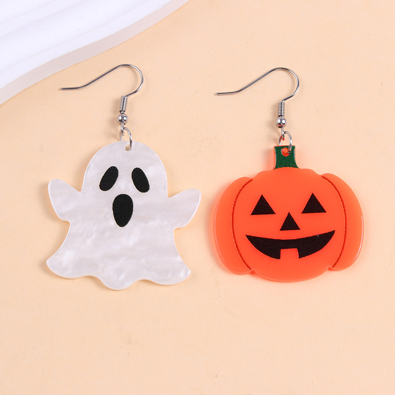 ヨーロッパとアメリカのハロウィンシリーズアクリルイヤリングカラフルなゴーストカボチャ漫画クモパーソナライズされたイヤリング女性用イヤリング|undefined