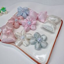 新款韩版亮晶晶珍珠五瓣花枕头头饰辅料箱包鞋袜服饰辅料手机壳配