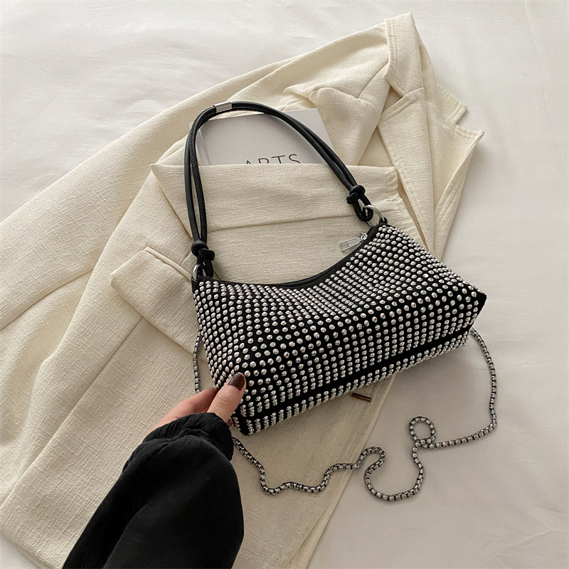 Bolso con incrustaciones de diamantes para mujer 2024 nuevo bolso de hombro de moda de alta calidad de estilo extranjero de primavera y verano bolso bandolera de todo fósforo de nicho