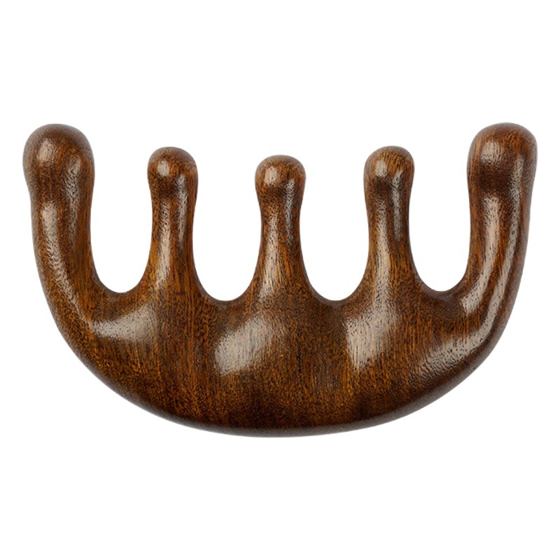 Oro de seda sándalo masaje peine cabeza meridiano masaje sándalo peine diente ancho cinco dedos pecho peine raspado peine