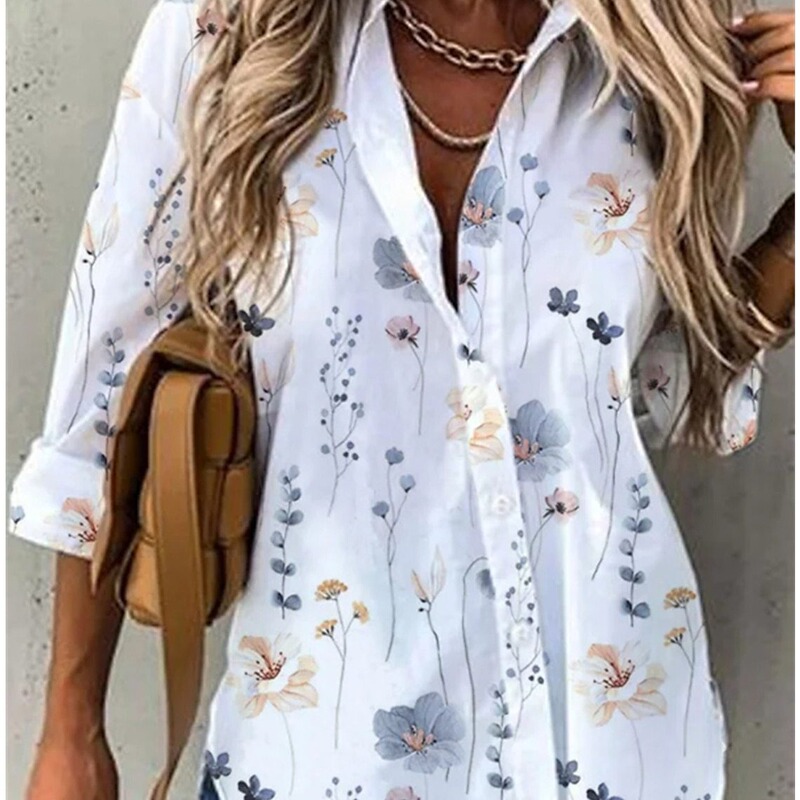 Amazon Women's button print long sleeve casual holiday daily basic shirt collar regular fit autumn and winter Amazon Women's button print long sleeve casual holiday daily basic shirt collar regular fit autumn and winter