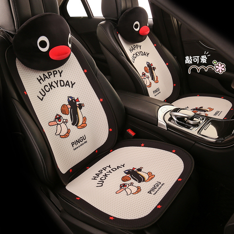 Cute cartoon penguin car headrest cushion, universal for all seasons, car neck support pillow, car seat pillow, lumbar support