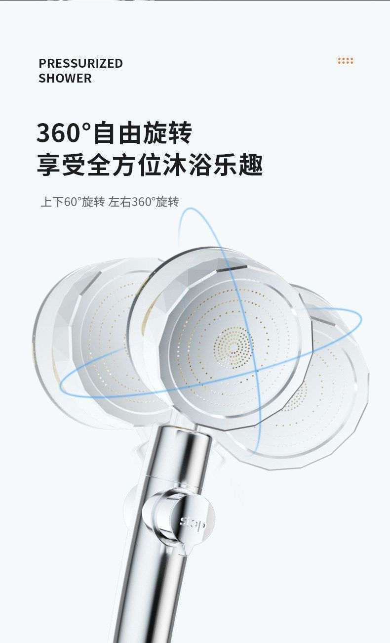 Black Technology: Little Waist Turbocharged showerhead, propeller, high-pressure shower head, bathroom nozzle undefined