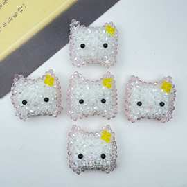 爆款新品 立体手工编织可爱猫咪 diy 包包钥匙扣水晶挂饰材料批发