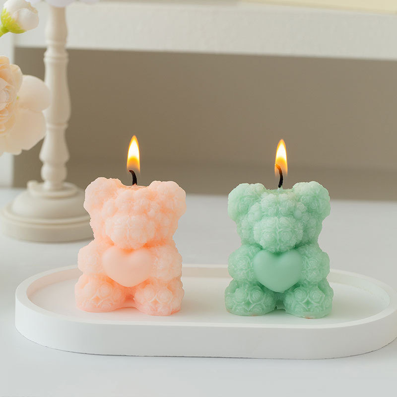 Love Rose Bear Velas de aromaterapia Lindo Festival de Tanabata Regalos creativos Atmósfera de aromaterapia Recuerdos Adornos decorativos