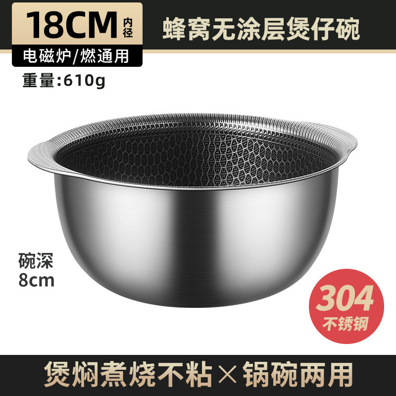 Sonqiang 304 de acero inoxidable sartén pequeña antiadherente tazón de cocina para hornear tazón pequeño Cocina de Inducción tazón de arroz ensaladera