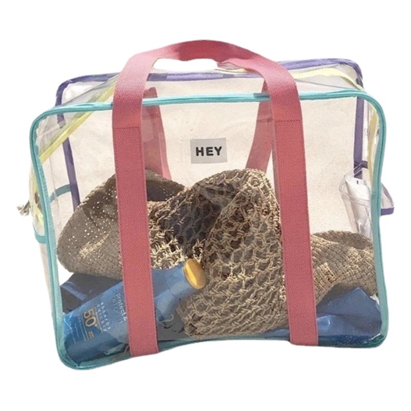 South Korea INS Travel Large Capacity Shoulder Bag Colorful Holiday Beach Jelly Bag Waterproof Bag Transparent Bag Swimming Bag