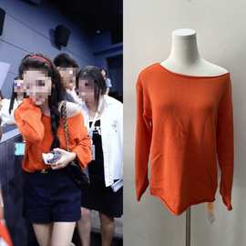 长期现货2025秋冬章若楠同款红色一字领露肩毛衣宽松慵懒风针织衫