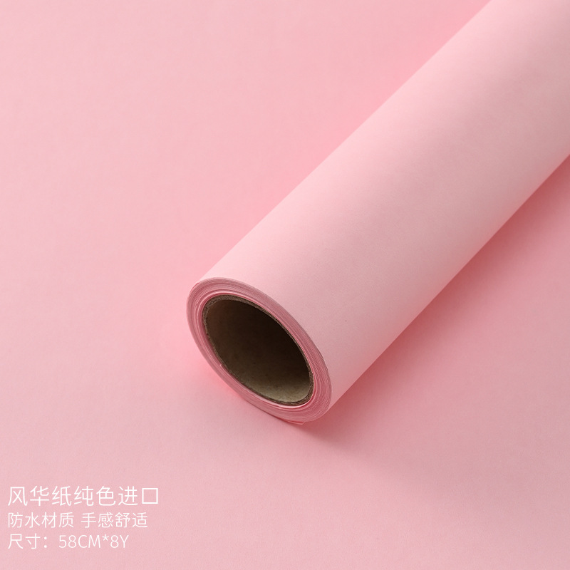 Materiales de embalaje de flores, venta al por mayor, materiales para tienda de flores, papel de regalo floral de color sólido, papel de regalo para ramo de papel Fenghua impermeable image 56