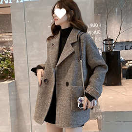 西装外套女2025秋冬季新款韩版英伦风毛呢宽松显瘦休闲小西服上衣