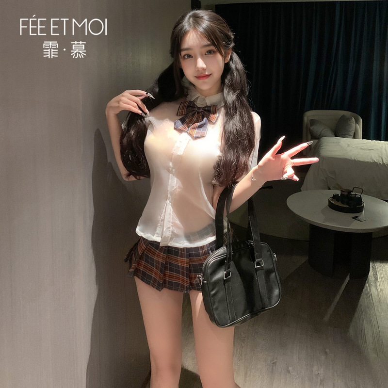 Feimu Pure Campus Perspective Shirt Plaid Jk Suit Bare Buttocks Free Uniform Temptation Sexy Underwear 6903 Feimu Pure Campus Perspective Shirt Plaid Jk Suit Bare Buttocks Free Uniform Temptation Sexy Underwear 6903