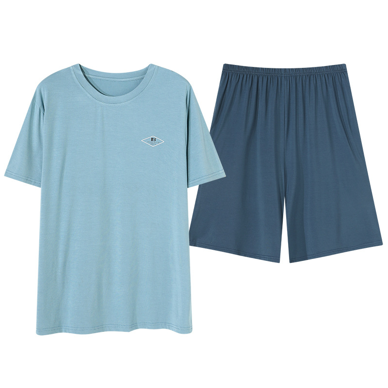 Pijamas para hombres 2024 nuevo modelo de verano pantalones cortos de mangas cortas delgados de verano grande conjunto de ropa casera casual